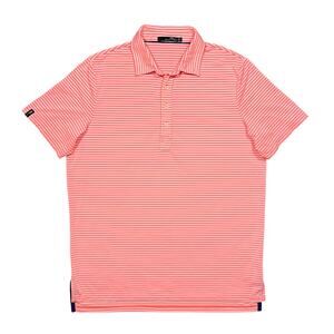 Ralph Lauren RLX Pink White Horizontal Stripe Active Golf Polo Shirt Mens Large